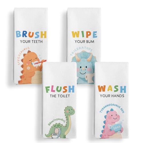 Qeheb Dinosaur Kids Hand Towels, Funny Cute Colorful Dino Kids