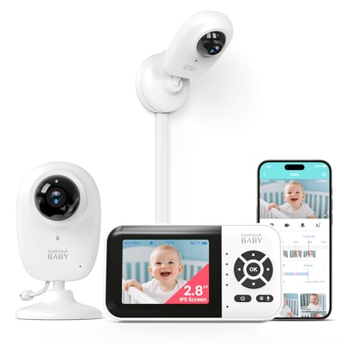 Image of look look BABY Video Baby Monitor with App & Screen 1080P Camera,Smart AI Cry Detection&Face Detection,8 Lullabies,2 Way Talk,Night Vision,Wall Mount,Support Smart Watch,Temperature Monitoring