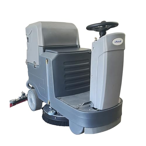 HiBuyer Commercial Riding Floor Scrubber Machine, 21'' Brush with 21 Gallon Tank, Automatic Battery-Powered High Efficiency Commercial Sweeper Square Cleaning Cleaner