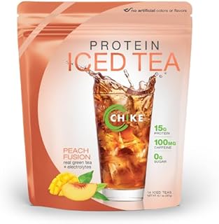 ChikePeach Fusion Protein Iced Tea, 15g Protein, 100mg Caffeine, 0g Sugar, Keto Friendly and Gluten Free, 14 Servings (10.1 Ounce)