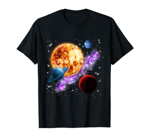Espacio Motivo Galaxia Planeta Sol Universo Sistema Solar Camiseta