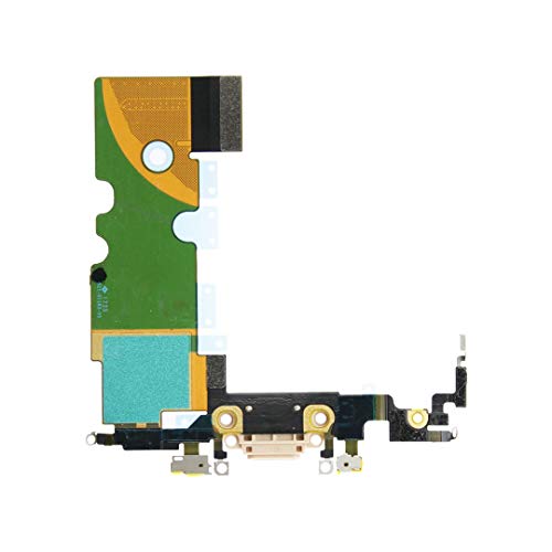 OnlyTech - Charging Connector flex cable compatible with iPhone 8 Gold - Charging Port with Gold USB Dock, Microphone and GSM Antenna - Image 2