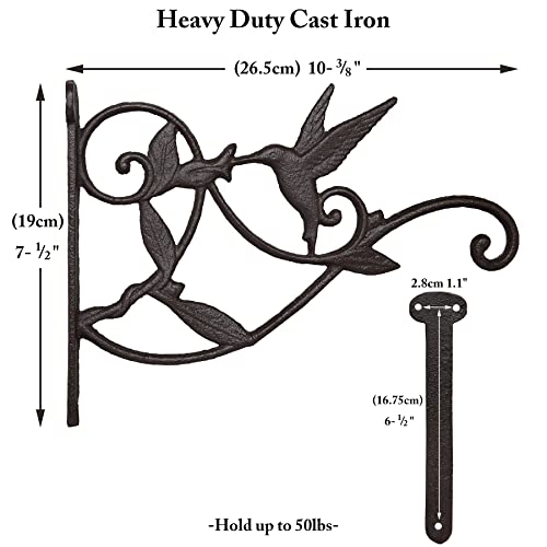 Florwod Planter Hooks For Wall 10 Inch, Outdoor Plant Hangers Heavy Duty, Decorative Plant Bracket Lantern Hooks Rustic Iron Wall Hooks Hummingbird Hooks, 1Pc #TOP2
