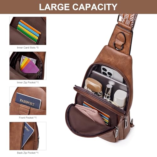 Image of cakang Womens Sling Bag Crossbody Bags for Women Vegan Leather Sling Backpack Daypack Fanny Pack Crossbody Purse Travel