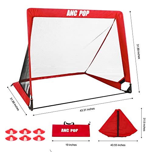 Portable Pop Up Soccer Goal for Kids Trainning and Family Game Foldable Soccer Net for Backyard with Carrying Case (4FT, Red) - Thumbnail 2