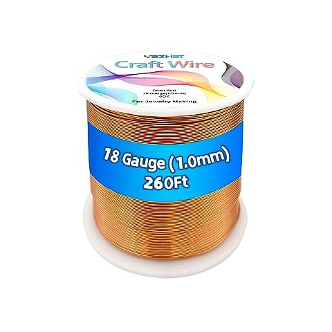 YEZHET Craft Wire ((18Gauge (1.0MM), Copper Tone)), Colored and Soft Aluminum Wire 260Ft for Metal Wrap, Jewelry Making, Crafts, Home Decor, DIY Art Cover