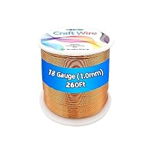 Craft Wire 18Gauge 1.0MM, Copper Tone, Colored and Soft Aluminum Wire 260Ft for Metal Wrap, Jewelry Making, Crafts, Home Decor, DIY Art
