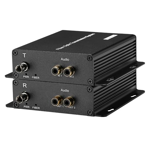 Convertisseur audio RCA vers fibre optique ST prolongeant le signal analogique jusqu'à 20 km