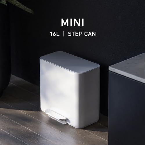 simplehuman Mini Step Can, 16L/4.2 Gallon, White Stainless Steel, Space Efficient Trash Can for Hotel, Offices & Studios, 150,000-Step Strong Steel Pedal, Lid Shox Technology, Liner Pocket by simplehuman - Image 2