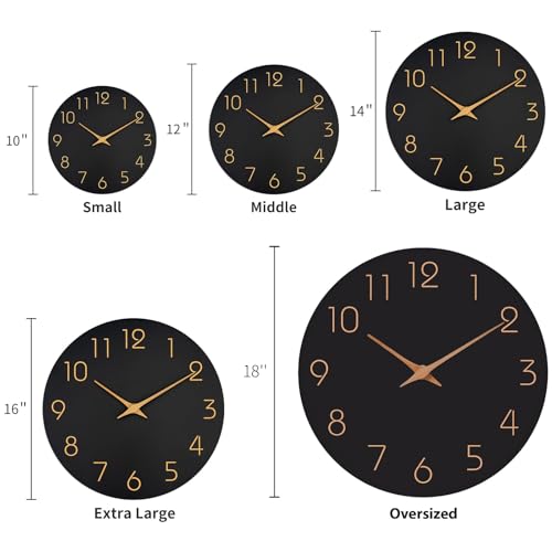 Image of Mosewa Large Wall Clock 18 Inch Black Battery Operated Silent Non Ticking Simple Minimalist Rose Gold Numbers Clock Decorative for Bedroom Living Room Kitchen Home Office