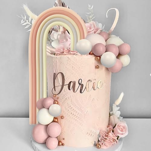 LaVenty 41PCS Boho Rainbow Cake Decoration Nude Balls Cake Topper