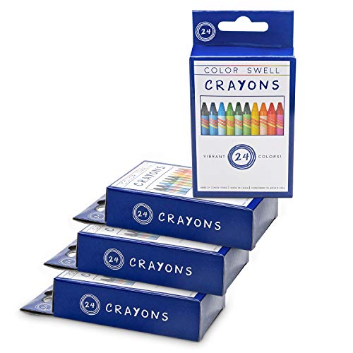 Color Swell Crayons Bulk 4 Packs of 24 Count Vibrant Colors Teacher Quality Durable for Families Class Party Favors