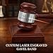 Gavels Fast Wooden Gavel and Sound Block with Custom Personalized Engraved Band (Silver Band)