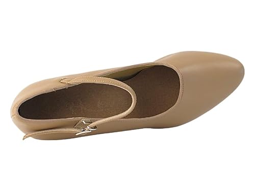 Ladies Standard, Smooth, Waltz Ballroom Dance Shoes - Very Fine Dance Shoes - Sera5522 - 2.5 Inch Heel & Heel Protectors (Beige Brown Leather, Us_Footwear_Size_System, Adult, Women, Numeric, Medium, Numeric_4_Point_5) #TOP5