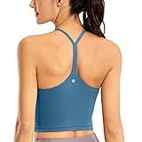 CRZ YOGA Women's Racerback Spaghetti Straps Padded Workout Crop Longline Sports Bra Cami Tank Tops...