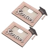Cabilock 2 Stück Magnetischer Bilderrahmen aus Holz im Minimalistischen Design für Fotos und Eleganter Abschlussrahmen für Kühlschrank