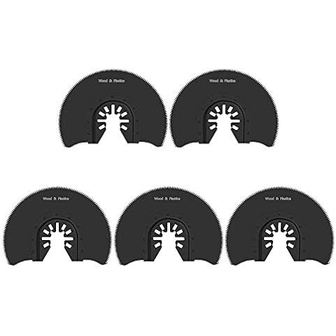 Set of 5 Semicircular Saw Blade 3-1/2'' Oscillating Saw Blades Universal Quick Release Multi Tools Hybrid Vibrating Blade Kit for Cutting Wood Plastic Metal Cover
