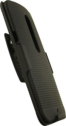 Nakedcelphone Black Ribbed Hard Case Cover + Belt Clip Holster With Stand For Motorola Moto X Pure Edition 2015 And Moto X Style (Xt1570 Xt1572 Xt1575) #TOP2