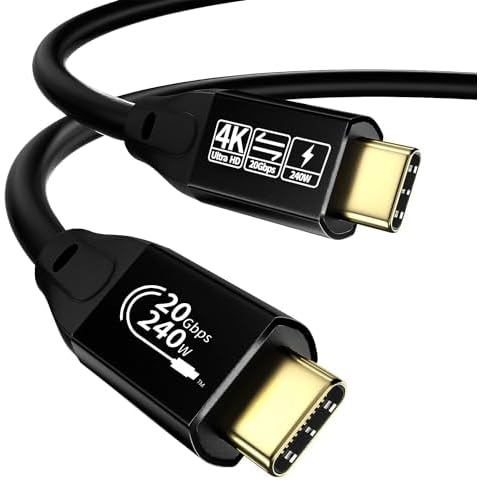 YIWENTEC USB C Cable to USB C 3.2 Male Gen2 × 2 Type C Charging Cable, 20Gbps Data Transfer, 240W 48V/5A Fast Charging Cable, 4K @ 60Hz Video Transfer (2M) Cover