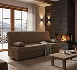 Dmora Divano Letto 3 posti Ramon, Divano Contenitore 2 Cuscini Inclusi, Sofà da Soggiorno in Tessuto con Apertura Click-clack, 181x81h88 cm, Beige