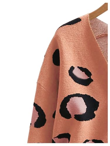 Image of WDIRARA Women's Leopard Tiger Print Cardigan V Neck Long Sleeve Color Block Button Down Sweater Outwear