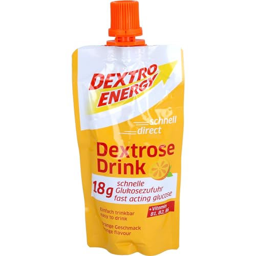 Dextro Energy Dextrose Drink Orange | 24x50ml flüssiger Traubenzucker zum trinken | Schnelle & flüssige Traubenzucker-Alternative | Fruchtig lecker