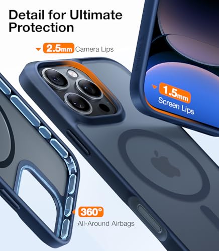 Image of TORRAS Magnetic Shockproof for iPhone 16 Pro Max Case, Fit for MagSafe Blue