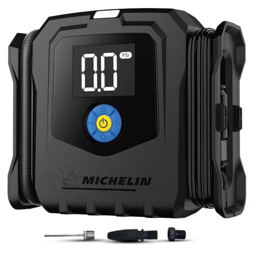 MICHELIN 12V High Performance Programmable Tyre Inflator | High-Flow Air Pump with LED Display & Pre-Set Pressure Function, Auto Shut-Off, 3 Metre Pow