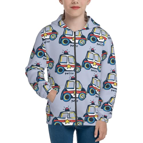 Police Car Kid Hoodies Boys Zip Up Sweatshirts Girls Pullover with Pocket3