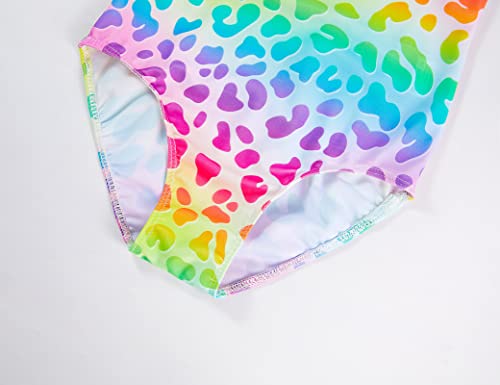 Rainbowsnow One Piece Swimsuit For Girls Size 7-8 Years Old Multicolor Leopard Printed Bathing Suits Hawaiian Surfing Sport Swimwear #TOP3
