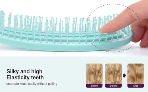 Image of Detangling Hair Brush for Women & Men- Anti Hair Fall Comb for Curly, Wavy & Straight Hair | Hair Straightening Brush, Wet & Dry Styling Brush | Scalp Massager, Frizz Control & Tangle (Mint Blue)