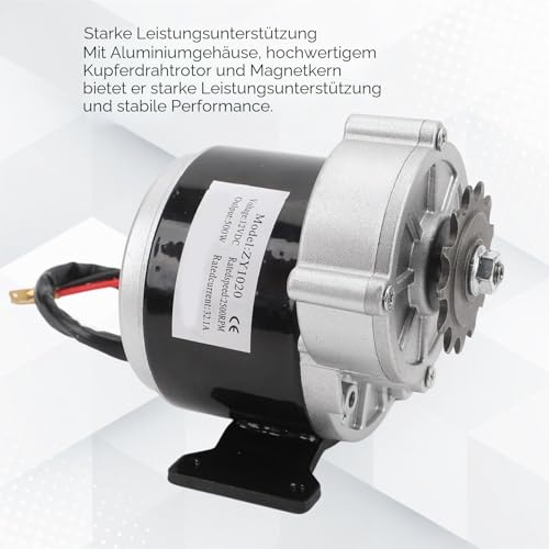 MechKit Getriebemotor 12V 500W Bürstenmotor, 2500RPM Reduktion Elektromotor mit 13 Zahn Zahnrad für Elektrofahrrad, Motorrad, Landwirtschaftliche Maschine