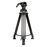 E-Image 2 Stage Aluminum Video Tripod w/ GH10 Fluid Pan/Tilt Head, Maximum Height: 67.5″, Variable Tilt/Drag, 22 lb. Capacity, Includes Padded Shoulder Bag (EG10A2) – Black.