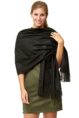 JillyMode XXL Damen Schal Winter Dick Warm und weich viele schöne Mustern (8717-3-Schwarz) Cover