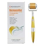 Dermaroller Koi Beauty Rodillos Facial con 192 Verdadero Microagujas Titanio Derma Roller 0.5mm para Casa, Masajeador Mincroneedling para cara y cuerpo Tratar Antiedad crecimiento de barba y cabello