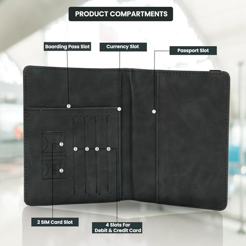 Image of Storite 2Pk RFID Blocking PU Leather Passport Holder,14.8x11Cm,Dark Grey | Travel Wallet , Document Organiser, For Men & Women