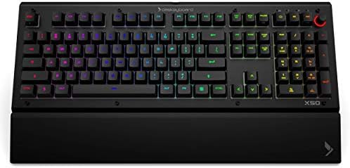 Das Keyboard X50Q Programmable RGB Mechanical Keyboard for Work & Gaming, Soft Tactile Mechanical Switches, Pre-Built Q Applets, Palm Rest, Volume Knob, Aluminum Top (104 Keys, Black)