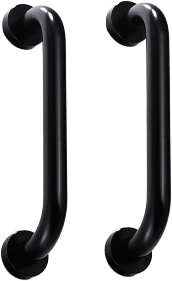 2pcs Non-Slip Bathroom Grab Bars Aluminum Safety Handrails for Bathtubs and Showers Wall-Mounted Anti-Slip Grip Handles for Elderly and Black Supports Mobility and Fall Prevention