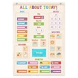 All About Today Calendar Chart for Kids, Morning Circle Time Learning Board for Preschool, Weather & Seasons Educational Chart, Days of Week and Months Learning Materials for Homeschool