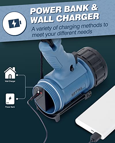 Taller Upgraded Rechargeable Spotlight with 10000 Lumens, 10000mAh Hand Held Work Lights Flashlight Warning Lamp, IPX7… - Image 6