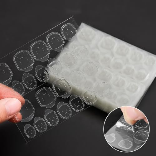 600Pcs Press on Nail Adhesive Tabs Waterproof, 25 Sheet Jelly Double Sided Adhesive Nail Glue Sticker, Sticky Tabs Thin Breathable for Acrylic False Nails Manicure Tape (Clear)