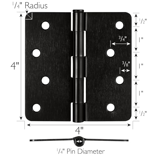 Design House Door Hinges for Interior Doors 10-Pack 4-inch x 4-inch, Design House 1/4-inch Radius Steel Door Hinge Door Hardware, Oil Rubbed Bronze, 181560 by Design House - Image 2