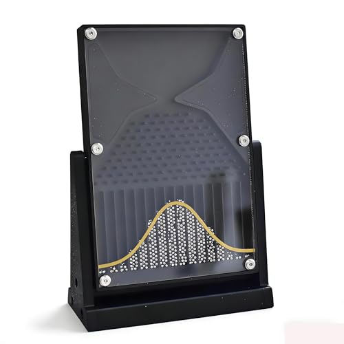 Galton Board 4.7×7.1 Inch - Normal Distribution Demonstrator with Bell Curve, Acrylic Physics Lab Teaching Tool, Dalton Board Desk Toy for Stress Relief, STEM Classroom & Probability Education (Black)