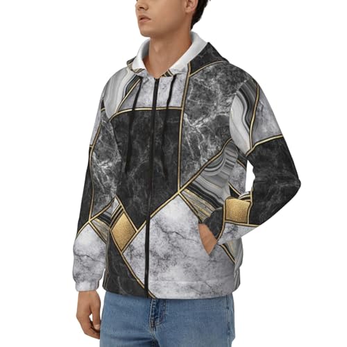 Sweat à capuche chaud imprimé marbre pour soirées fraîches et mi-saison