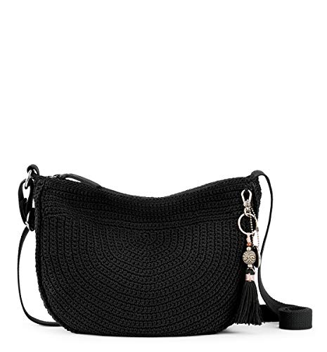 The Sak Women's Ryder Crochet Crescent Crossbody, Black, One Size