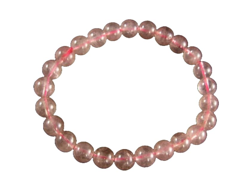 LKBEADS Naturalny kwarc truskawkowy 7 mm rondelle smooth 7 cali półprecyzyjne koraliki bransoletka z koralikami dla mężczyzn i kobiet, uzdrawiająca, kryształowa, rozciągliwa, bransoletka z koralikami,