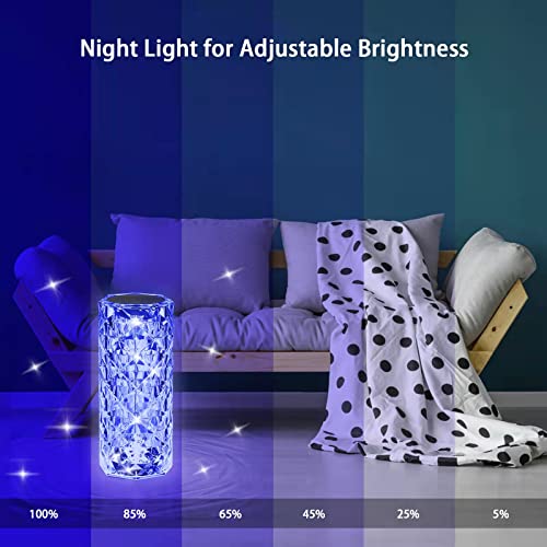 Xubialo Crystal Light Lamp Color Changing Lamps Table Lamp With Touch & Remote Control, Diamond Led Night Light Rechargeable Rose Romantic Date Lighting Decor For Festival, Home, Restaurant, Bar #TOP3