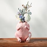 SAANG & JAT Pink Turkey Ceramic Vase - Funny Flower Vase for Home, Unique Office Decor, Quirky Centerpiece for Table or Shelf, Perfect for Women, Teacher Gift, Mothers Day