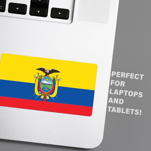 Image of World Country Flag Decal Stickers - Two Pack - for Cars Windows Bumpers Laptops Tablets Tumblers Cups Walls (Ecuador)