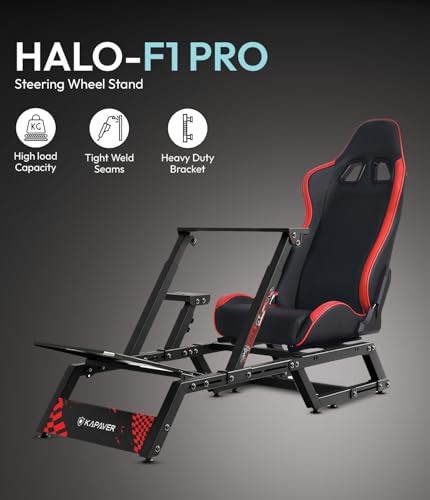 Image of KAPAVER HaloGT-F1 Pro foldable racing wheel stand with bucket seat, portable & adjustable sim cockpit for Logitech G29 /G920 /G923 /G27 /G25, Thrustmaster T248 /T300RS /T150 /458 TX, Xbox, PS4 & PS5
